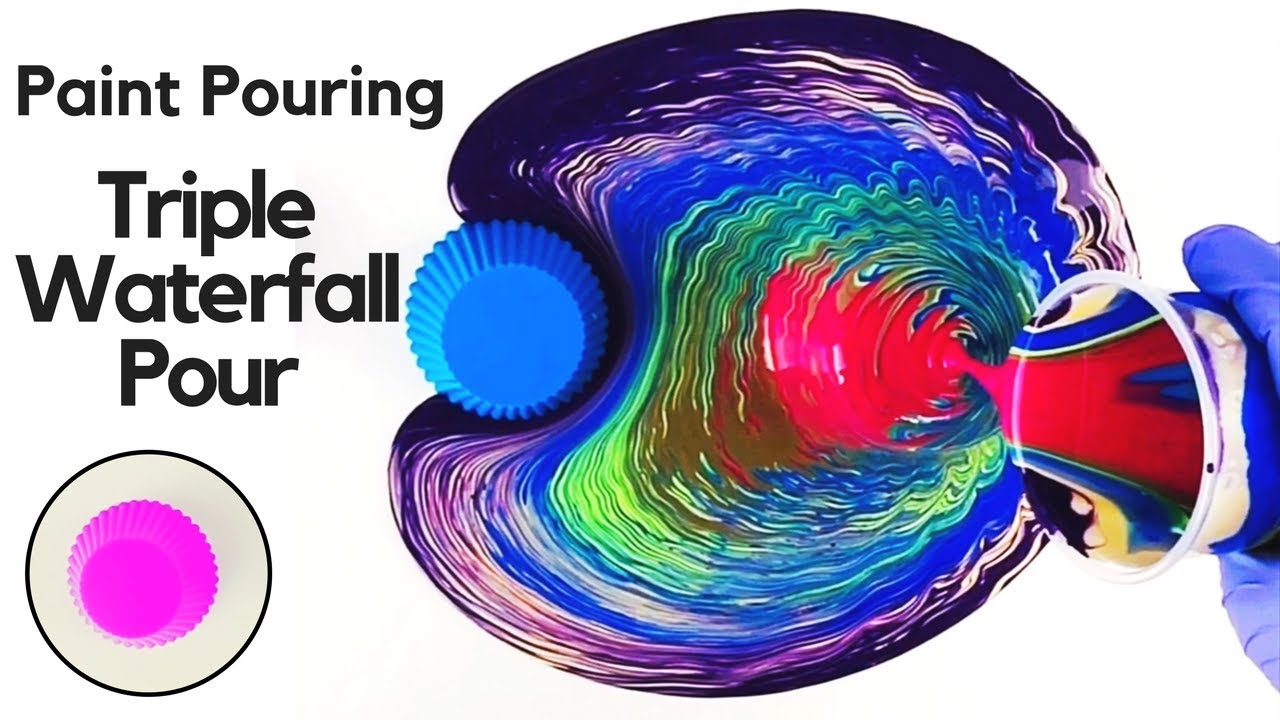 Paint Pouring TRIPLE WATERFALL Pour with Silicone Cups