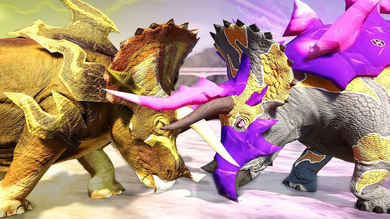Спектральный доспех Максимуса против Динотектора Чомпа | Трицератопс - Эволюция Юрского периода (...