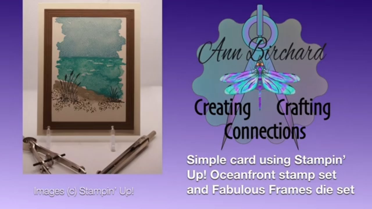 Simple card using Stampin' Up! Oceanfront stamp set and Fabulous Frames die set