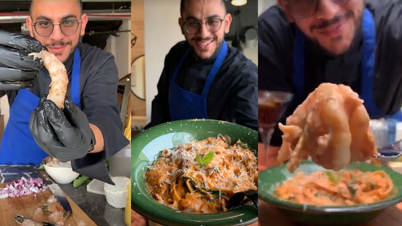 سباغيتي بالشرمب - shrimp pasta with tomato sauce - بن قاسم