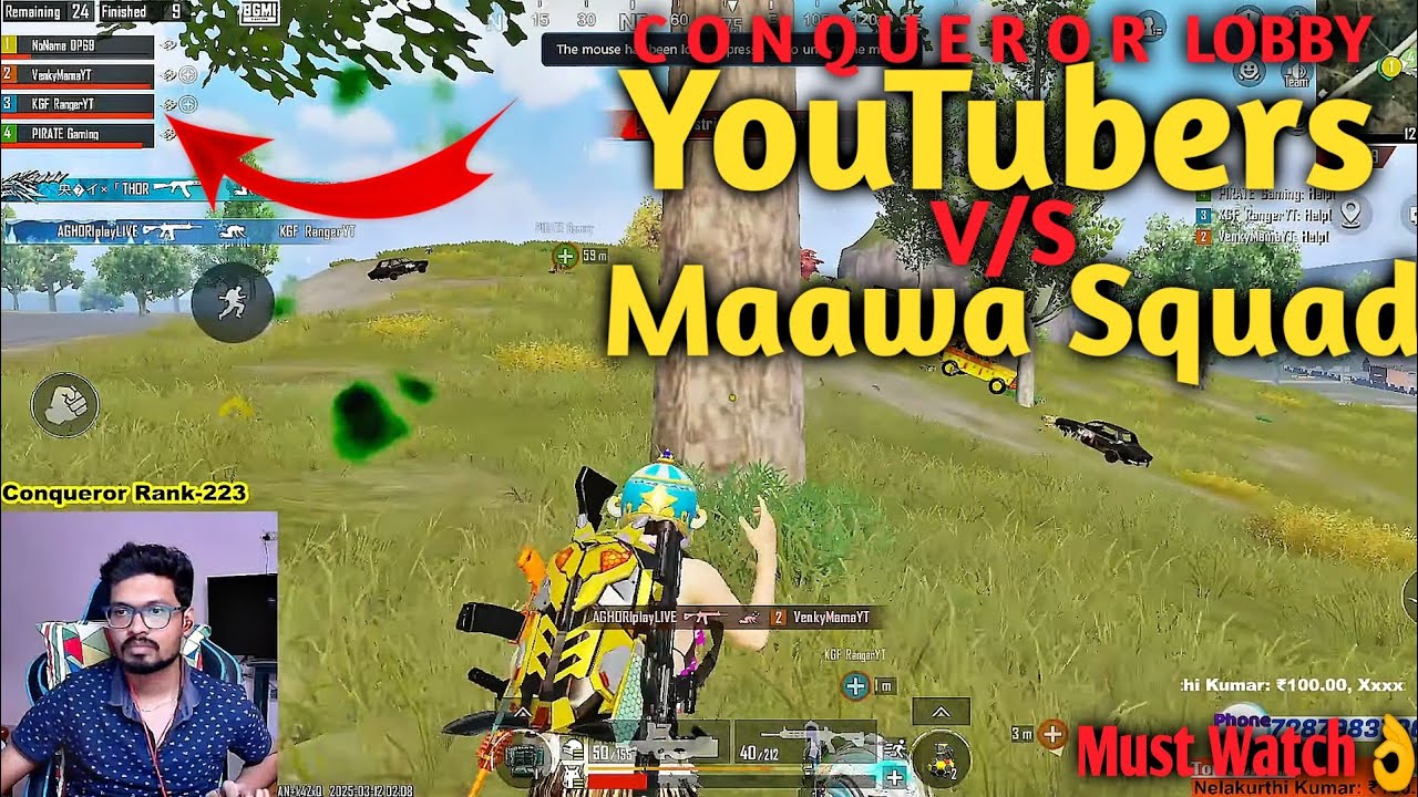 Telugu Guy YT vs YouTubers in Conqueror Lobby🔥(PART-3)