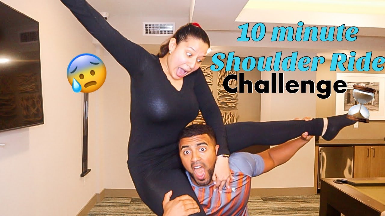 10 minute shoulder ride challenge | She almost fell!!!