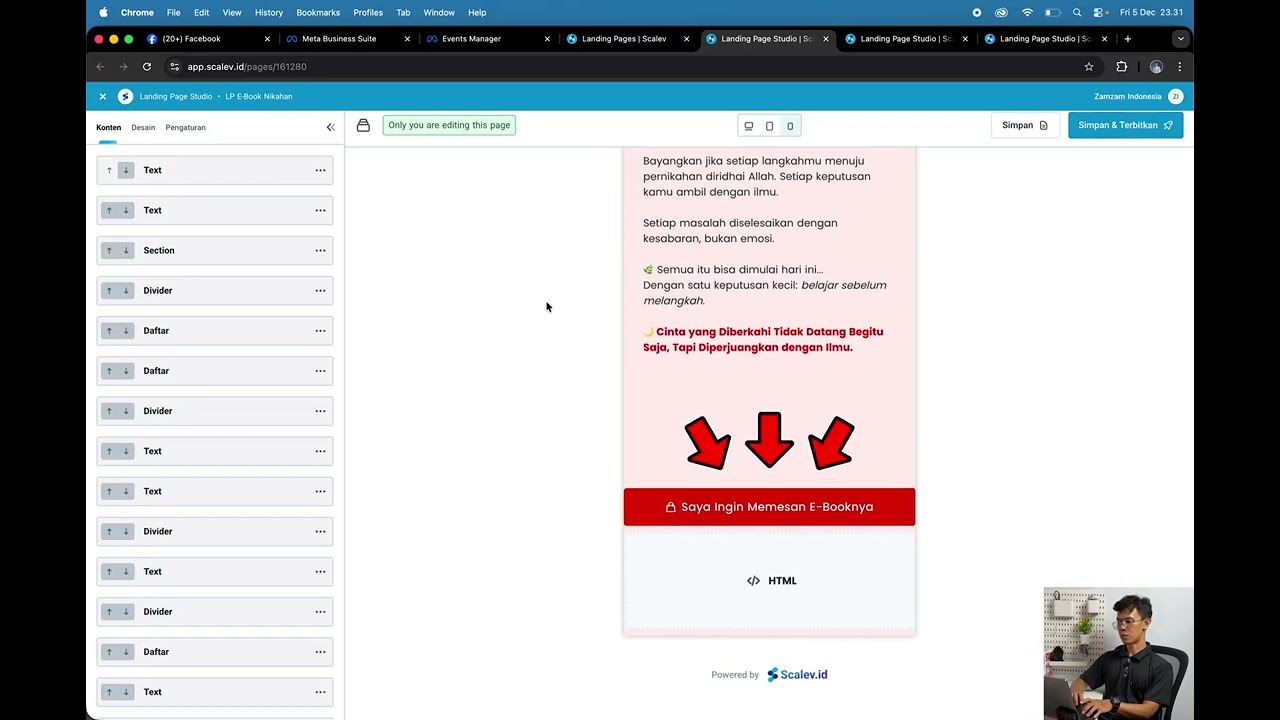6.  Menambahkan Pixel ke Landing Page