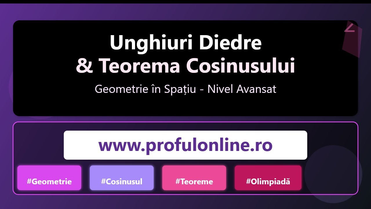 Unghiuri Diedre și Teorema Cosinusului - Geometrie în Spațiu Explicată Pas cu Pas