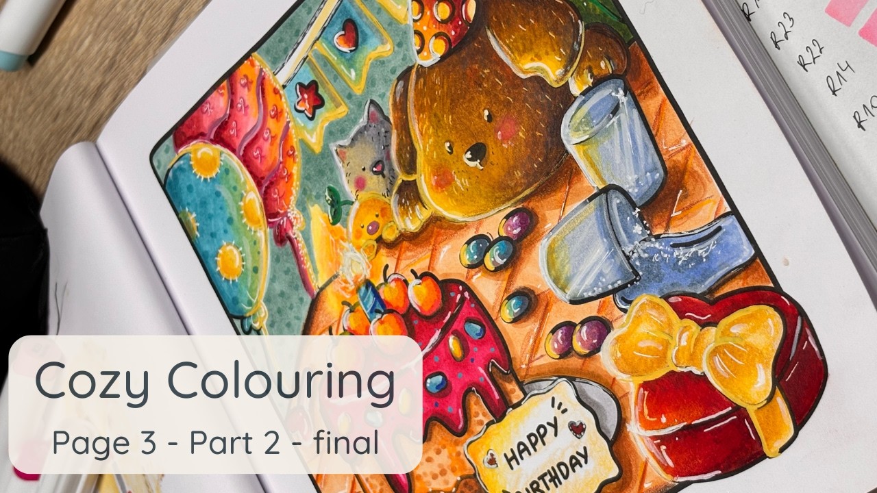 Cozy Coloring | Cake Illustration with Ohuhu Markers ✨ Part 2 (ASMR)