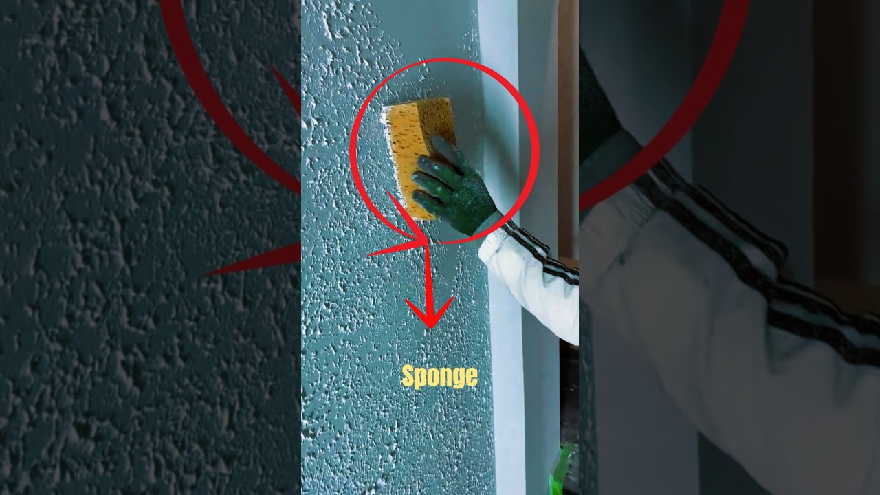 Amazing Wall Texture Technique Using Sponge Tool &ndash; Modern Wall Finishing Ideas. #shorts #trending