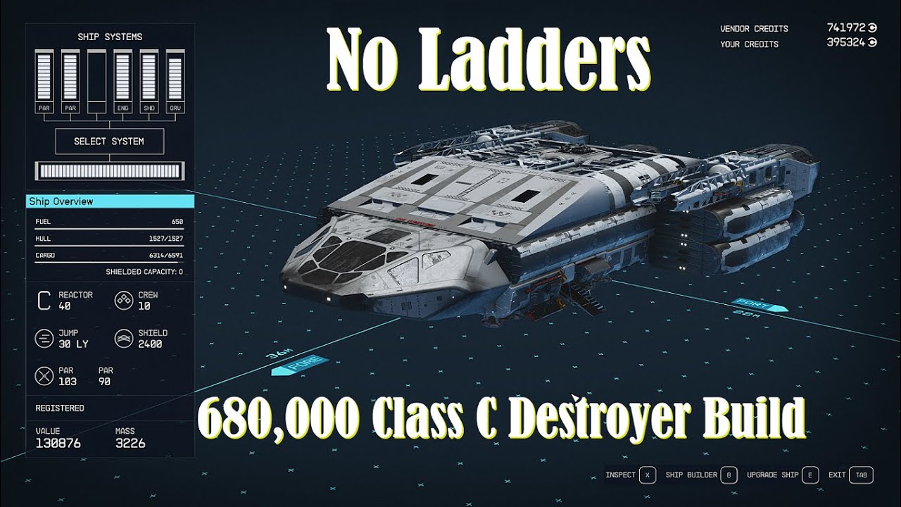 The Vengeance- Starfield Class C Destroyer Build. No Ladders, Plenty of Cargo, Perfect End Game Ship