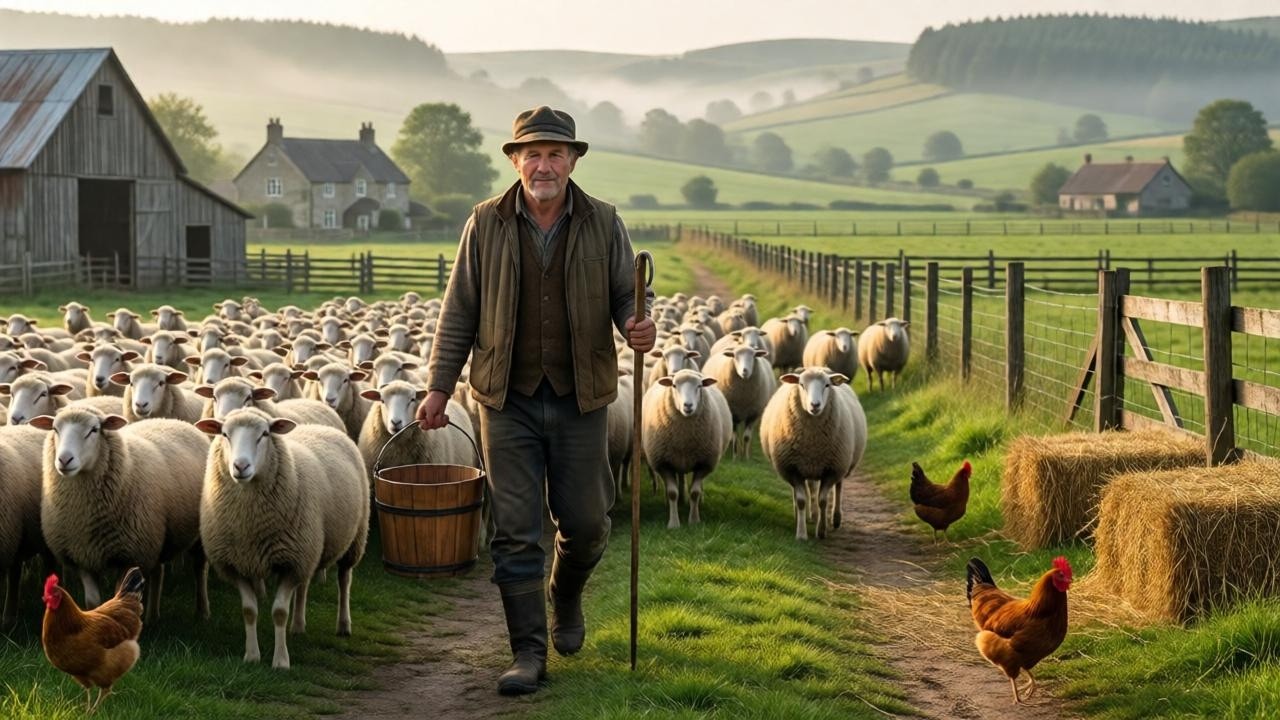 Sheep Farming in Beautiful Countryside at Harvest Farm