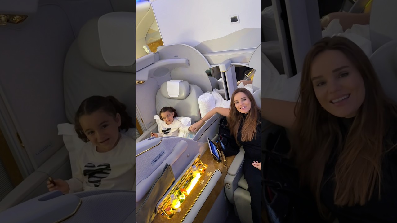 My daughter&rsquo;s first time flying Emirates first class. #firstclass #emirates