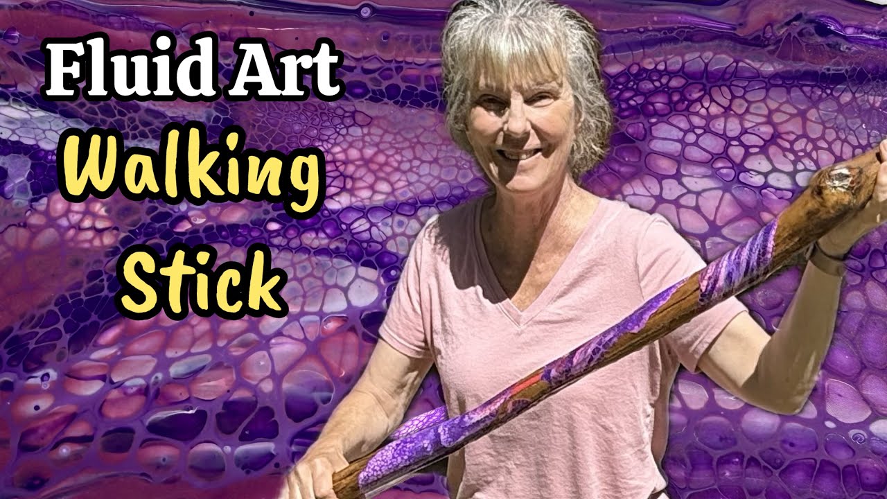 486. Pour Art Walking Stick, Paint Pouring #acrylicpainting #fluidart #walkingstick