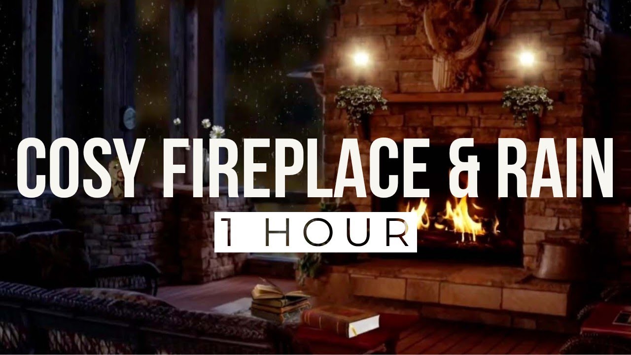 1 Hour Relaxing, Quiet, & Peaceful Sounds of Rain and Fireplace