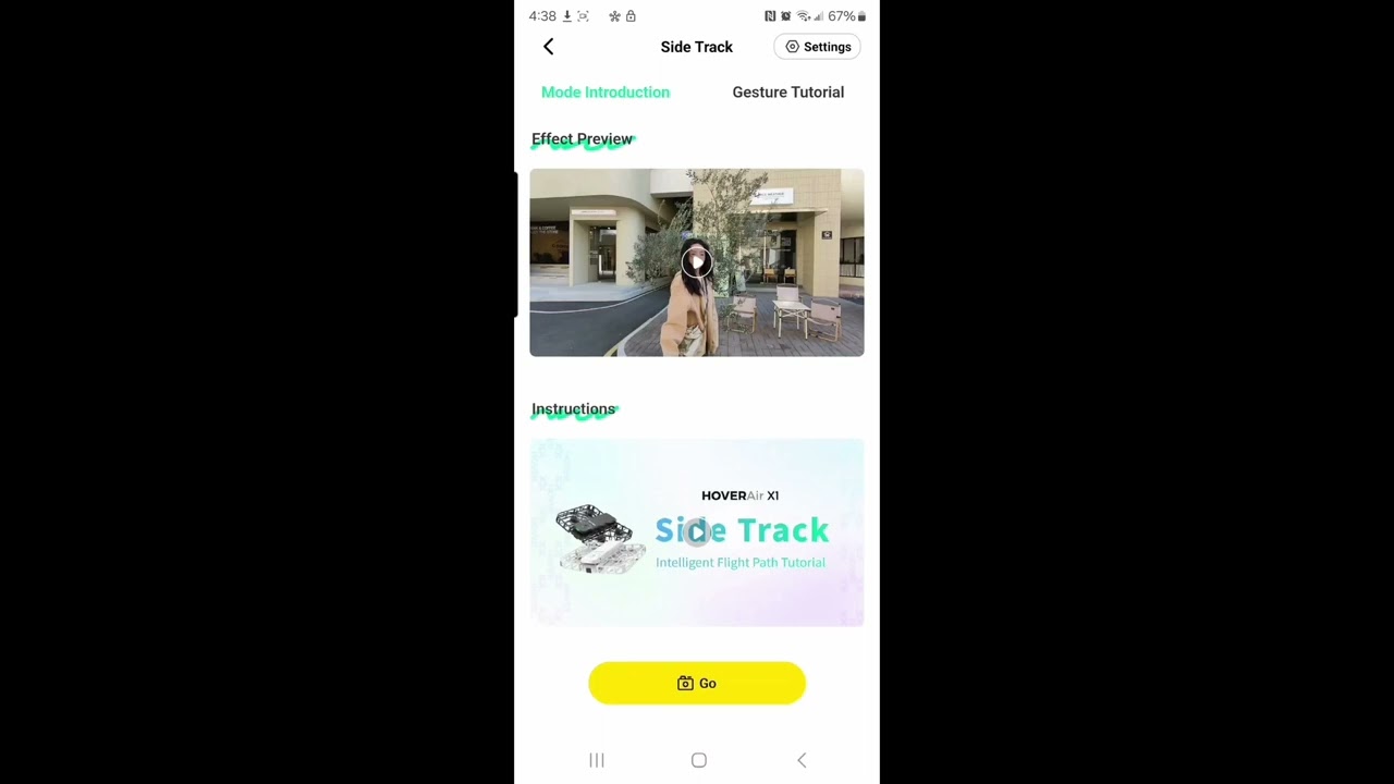 Hover Air X1 Setting Landing mode