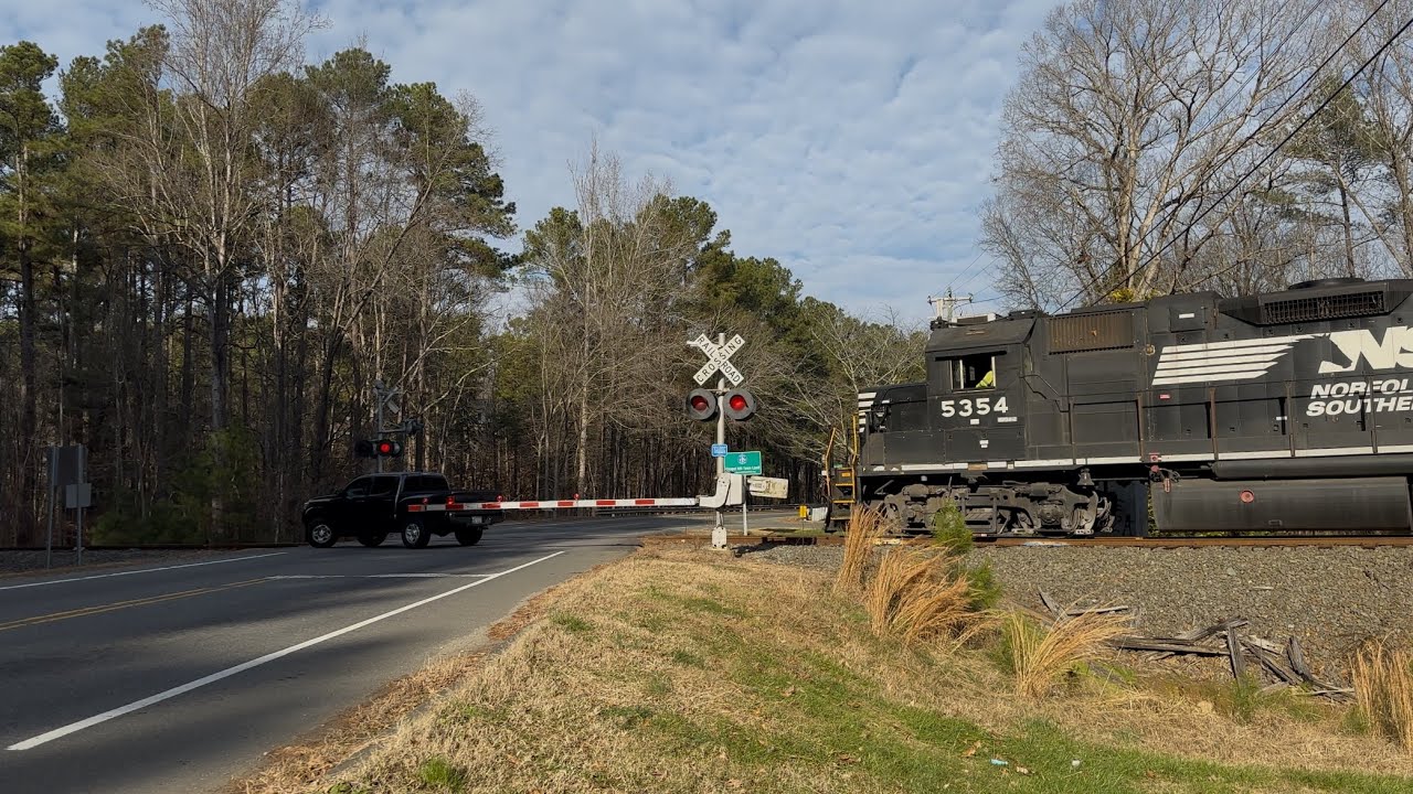 Train almost hits truck! Chasing P07 around Carrboro NC