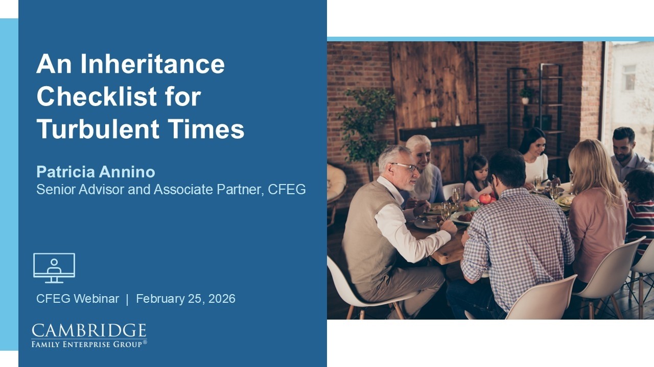 An Inheritance Checklist for Turbulent Times