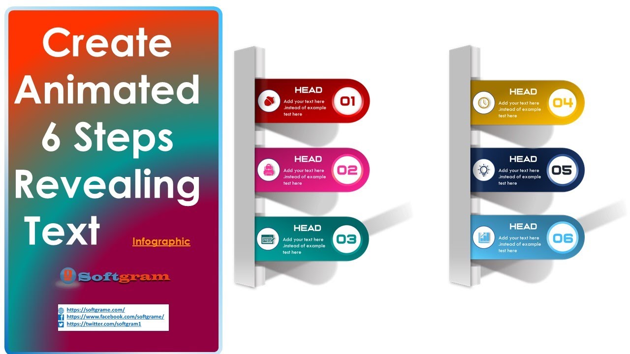 52.How to Create Animated 6 Steps Reveal Text Infographic