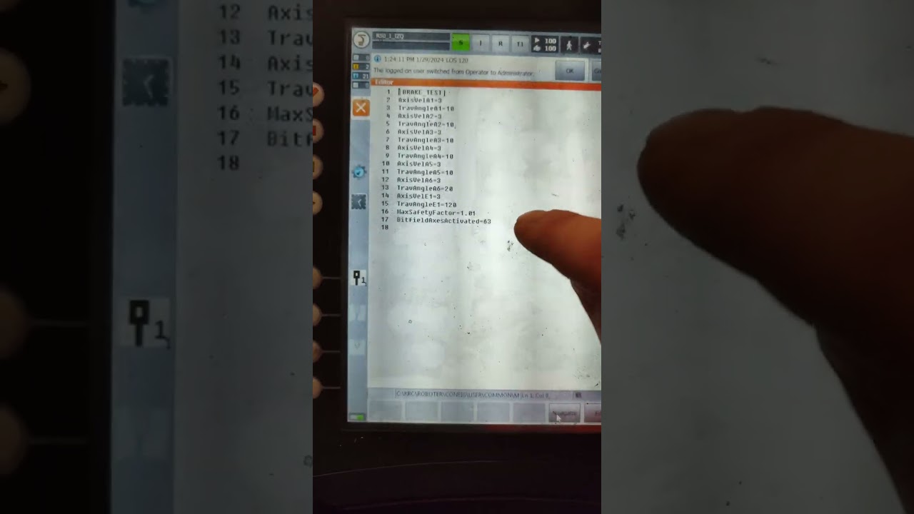 Kuka Robot Breaketest zrusenie a zmena času