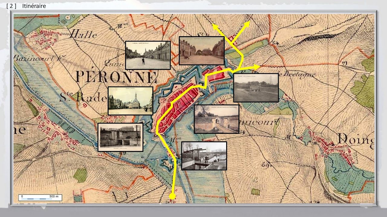 179 - PERONNE, BALADE... La route des Flandres, au début du 20e siècle, traverse la ville.