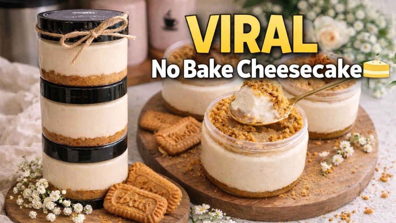 Viral No Bake Cheesecake 🍰| Lotus Biscoff Jar Cheesecake Malayalam #cheesecake #viral