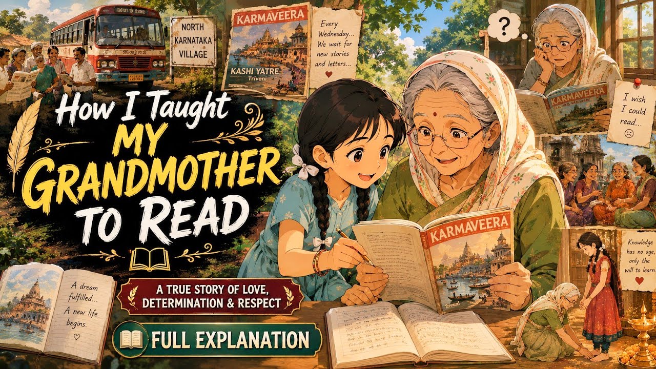 How I Taught My Grandmother to Read by Sudha Murty Full Explanation In Hindi Animated l Class 9 Eng