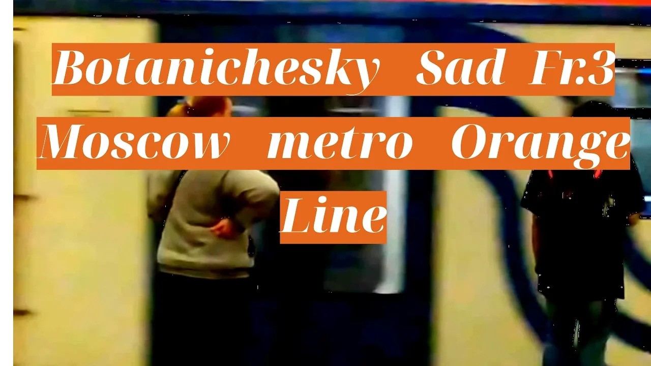 metro station Botanichesky Sad, Moscow,Orange Line - interior view,departure of the train Fragment 3