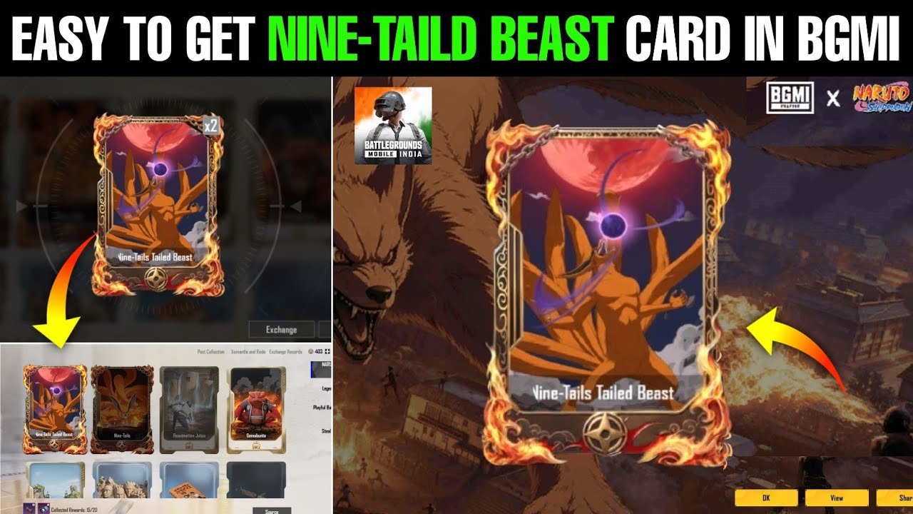 Easy To Get Nine- Tail Tailed Beast Card In Bgmi | Bgmi Card Collection Event 