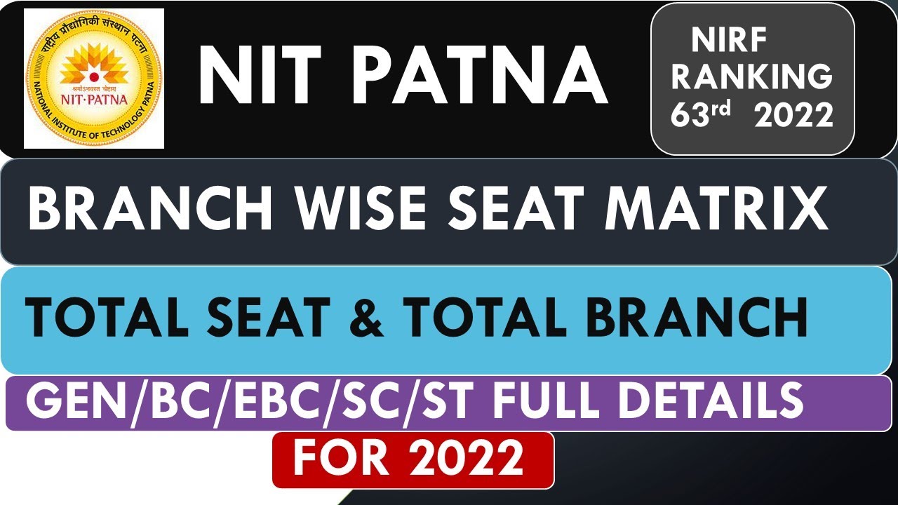 nit patna || NIT Patna seat matrix 2022 || JOSSA Seat matrix 2022 || NIT,IIT,IIIT Seat matrix 2022