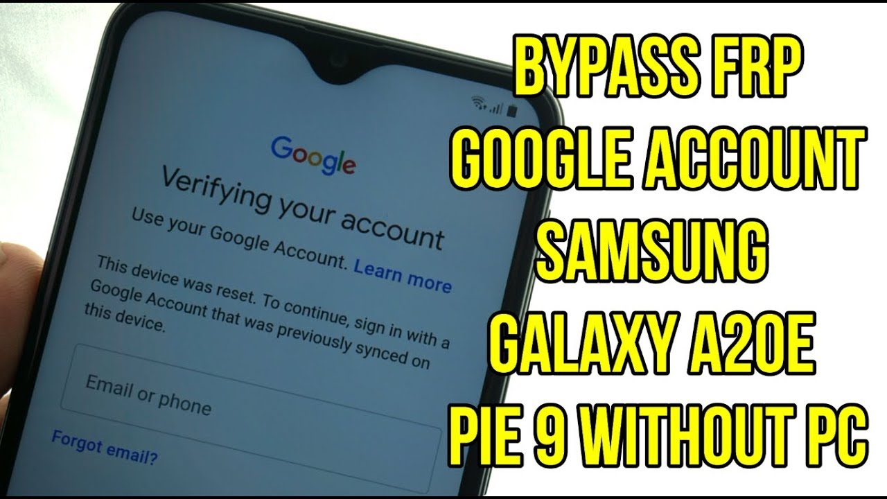 Bypass frp google account samsung A20e A202F pie 9 without pc