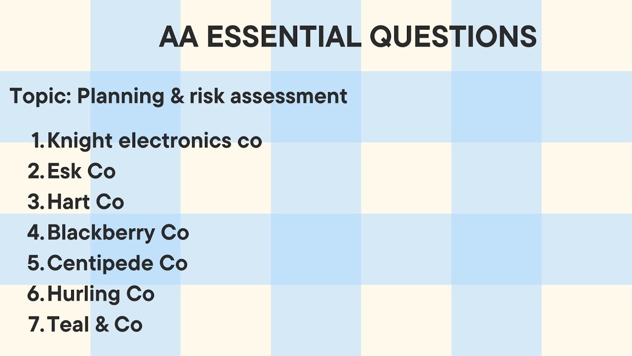 ACCA AA Essential Questions- UPDATED | Punya Aggarwal | @beingacca