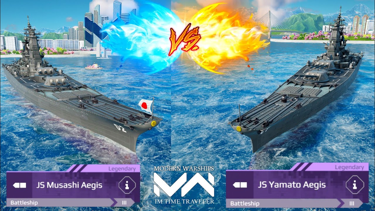 JS Musashi Aegis Vs JS Yamato Aegis | Modern Warships