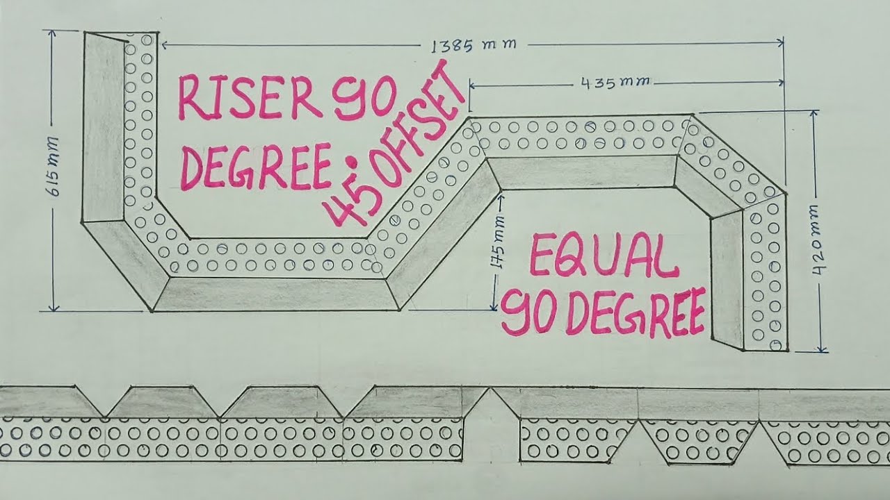 Riser 90 Degree !!  45 Degree Offset !!  Equal 90 Degree bend Formula !!  Continue Marking Formula