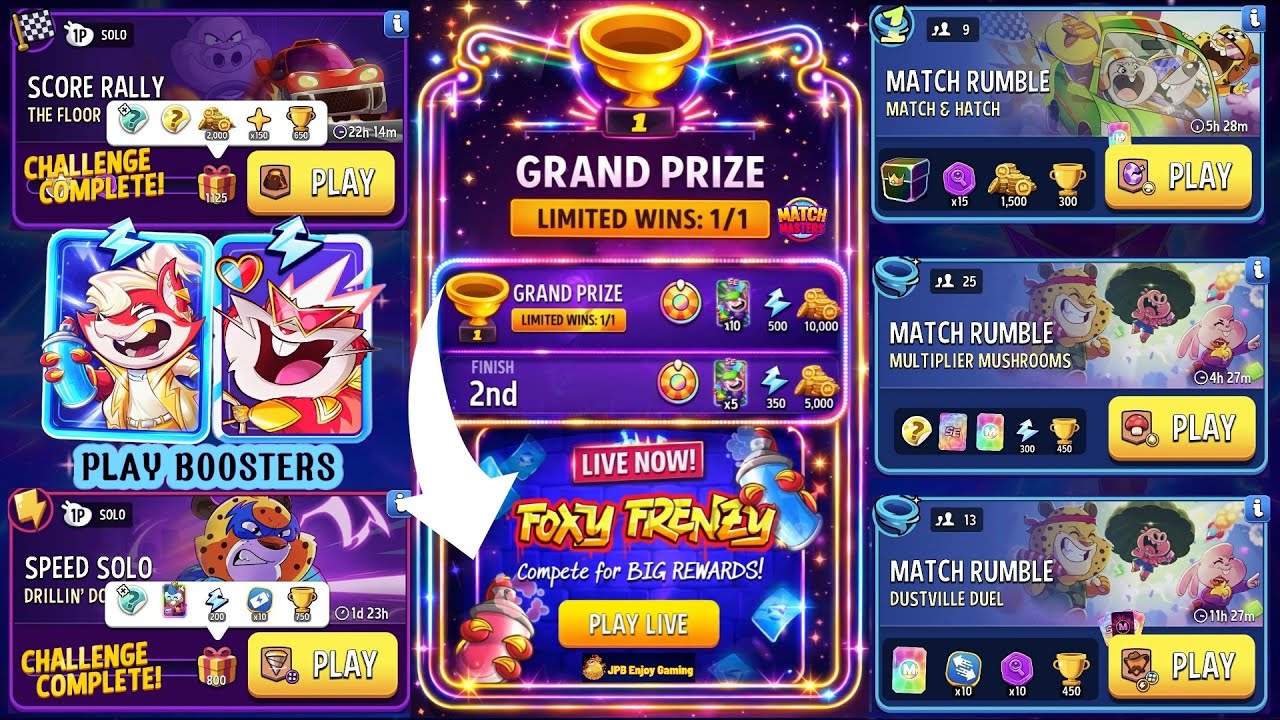 WOW! Rewards Match Live! /(2 Solo+3 Rumble) The Best Floor Is Lava/ Drillin'Down/ Match & Hatch