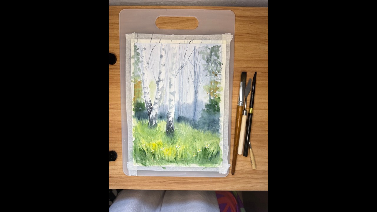 Malujemy Brzozowy lasek akwarelą #watercolor  #painting #tutorial