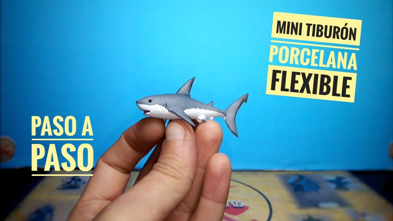 CÓMO HACER UN TIBURÓN BLANCO MINIATURA en PORCELANA FRÍA! how to make a white shark