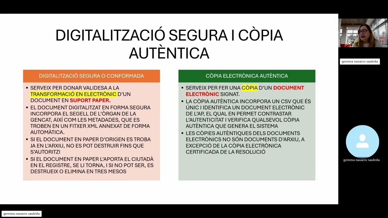 Diferència entre: DIGITALITZACIÓ SEGURA I CÒPIA ELECTRÒNICA AUTÈNTICA