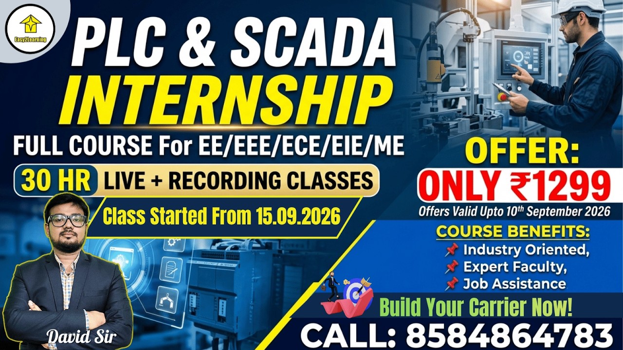 📢PLC & SCADA Internship Course Launch E2L⚡EE/EEE,ECE,EIE,ME 👉30HR Course👉Offers Price1299✅ David Sir