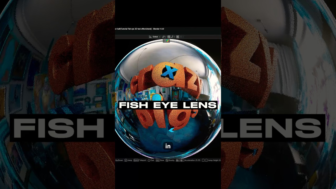 Fish Eye Lens 3D Text artwork in Blender - Tutorial #blender #tutorial #3dtext