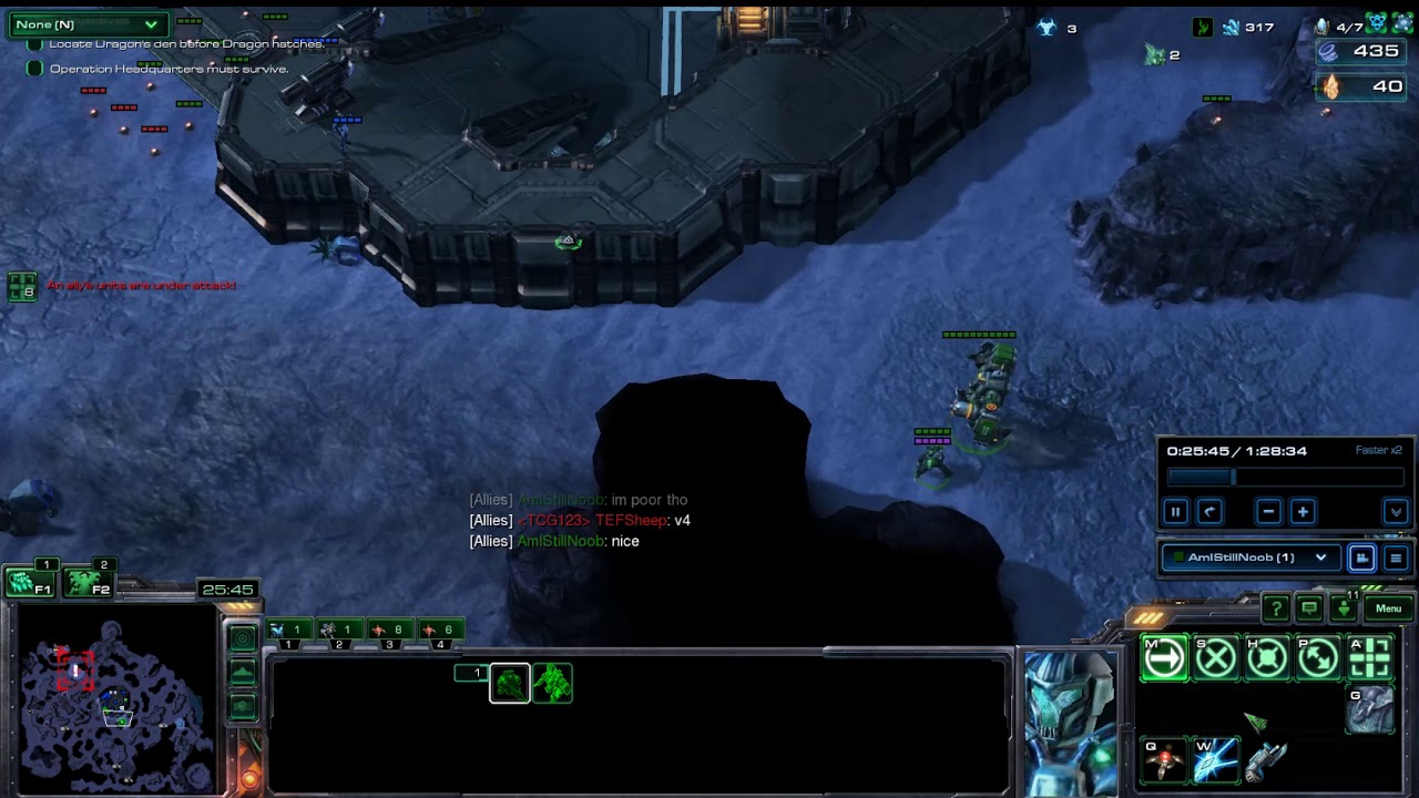 Starcraft 2 Arcade Neostar RPG Harder Difficulty Very Close Victory, attempted Wyverns