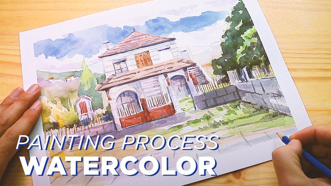 Watercolor painting process