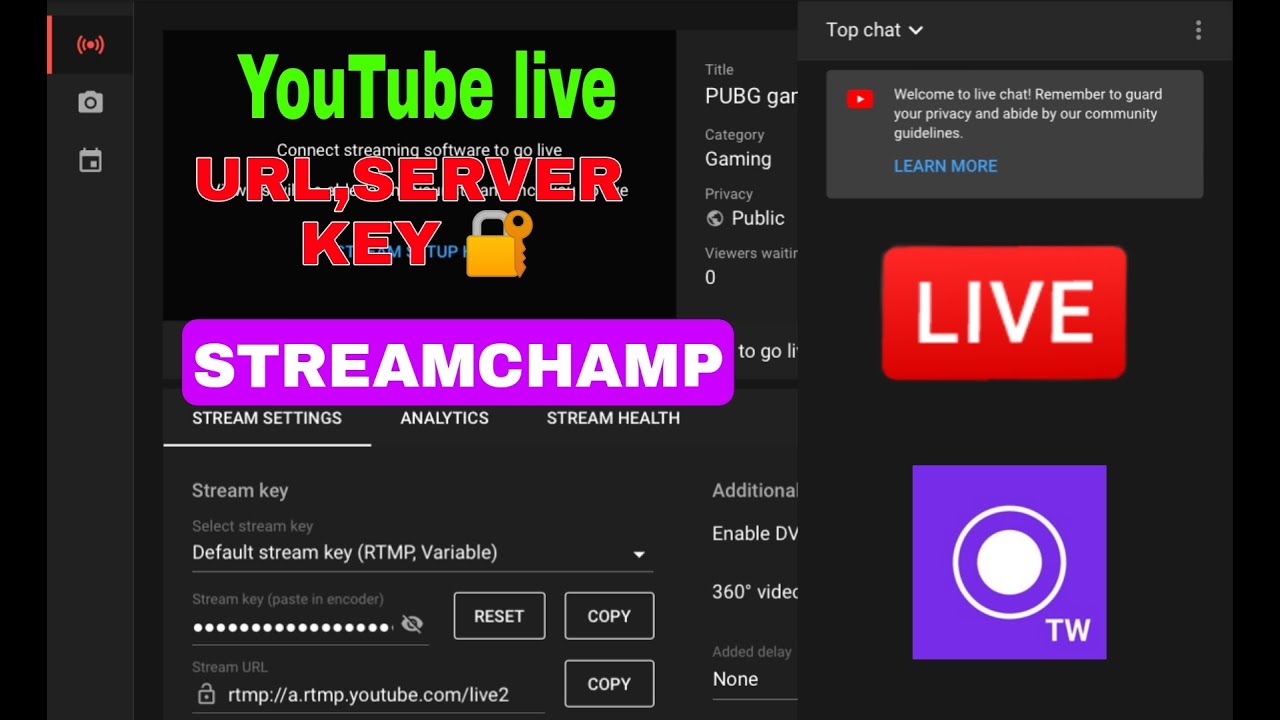 How to get your youtube live stream URL, server key with simple steps | streamchamp |android, iphone
