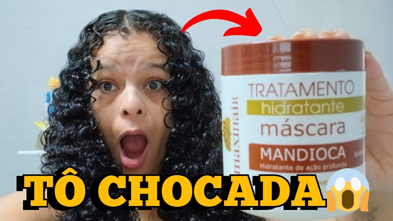 NÃO ESPERAVA ESSE BRILHO 😱 Creme de Mandioca no Cabelo Cacheado