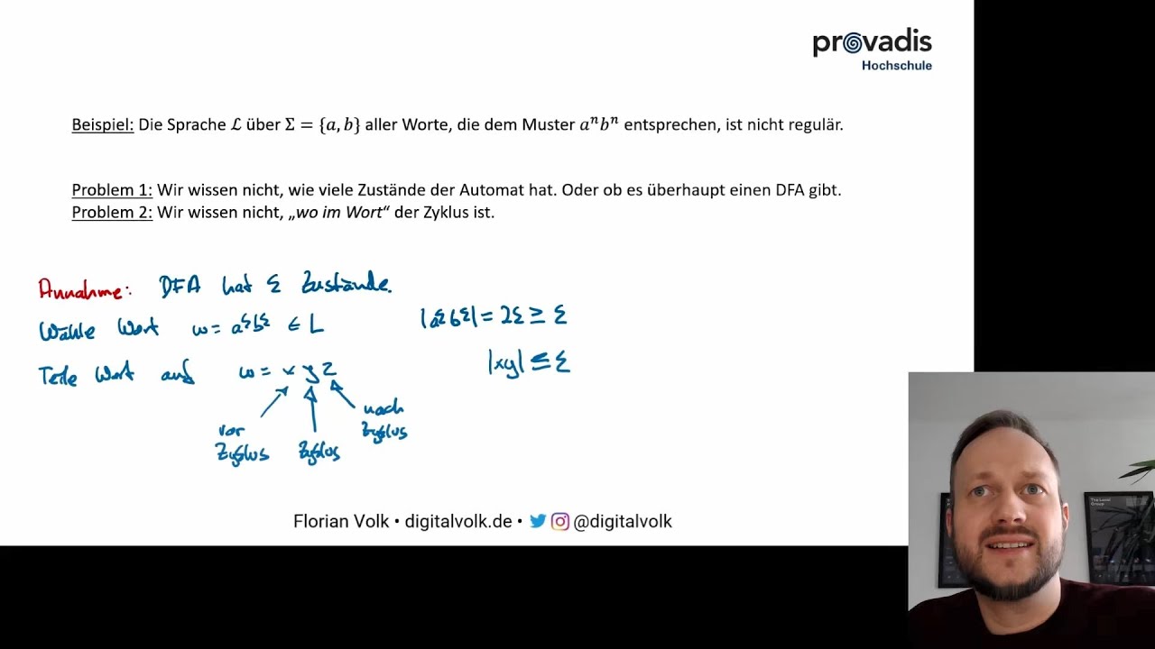 Werkzeugkasten Automatentheorie #12 - Nicht-Regularität einer Sprache mittels Pumping-Lemma zeigen