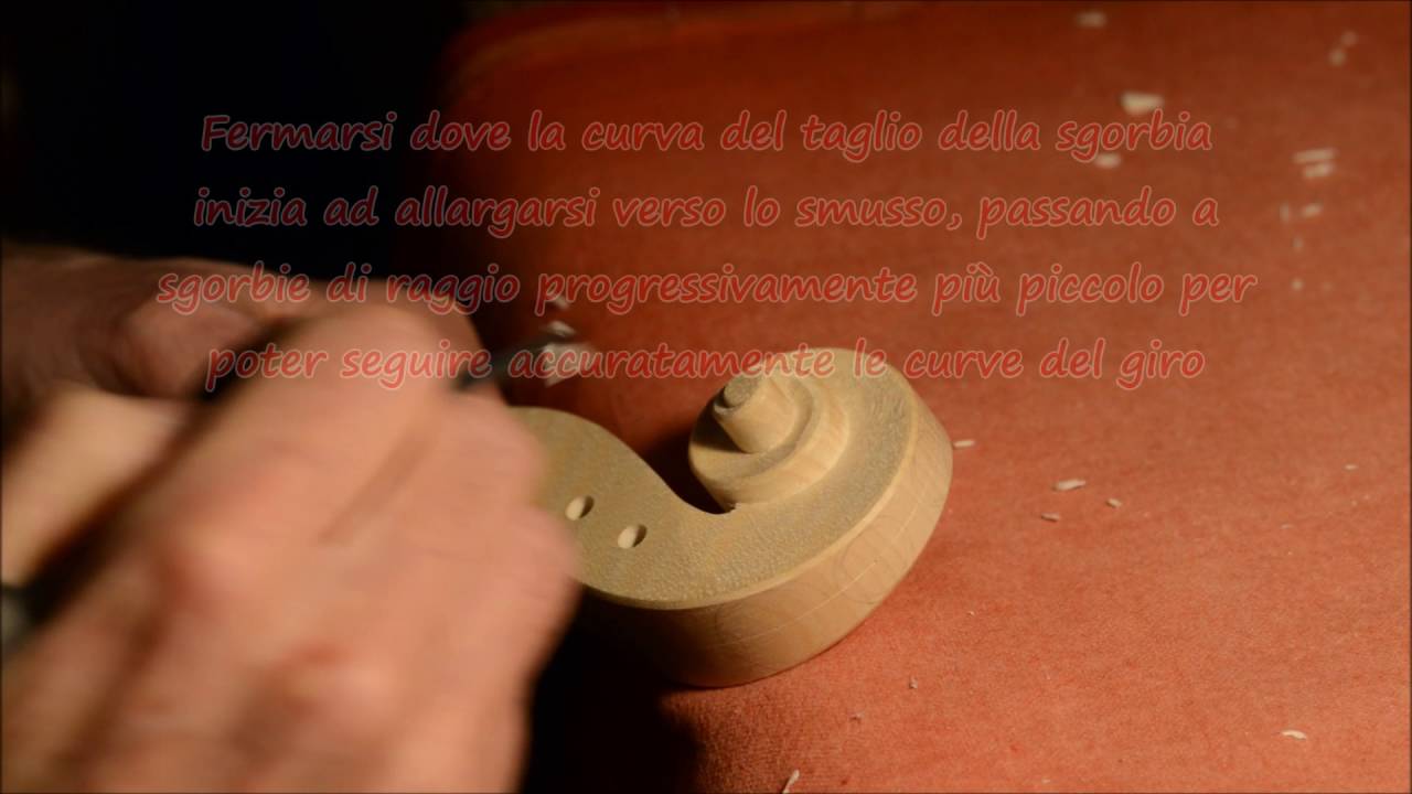 15) Testa di violino parte quindicesima - Impostazione dello scavo di voluta e giro