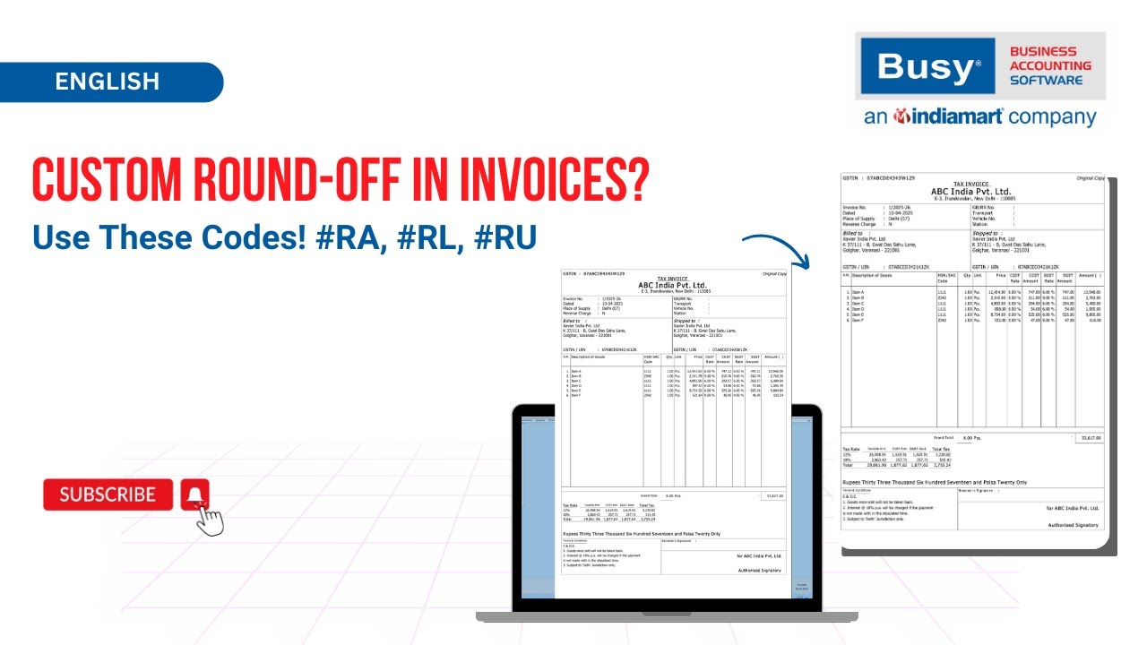 Advance Invoice Tips - Data Manipulation fields in BUSY (English) | Use #RA, #RL, #RU for Round-Offs