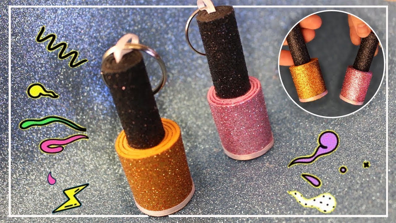 Llavero esmalte de Goma Eva | Llavero en forma de Esmalte de UÑAS | Esmalte llavero de FOMI
