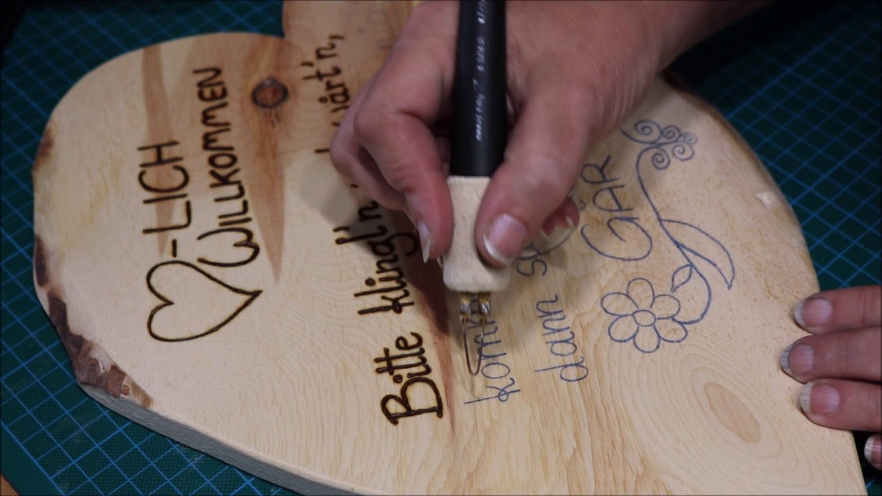Herstellung Holzherz mit Brandmalerei * Production Wooden Heart With Poker Work