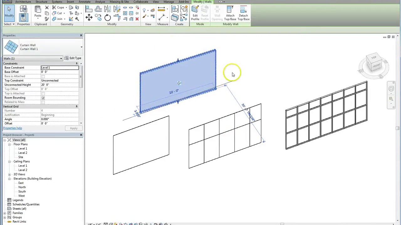 Урок 13 по Revit &mdash; Навесные стены: сетки и стойки