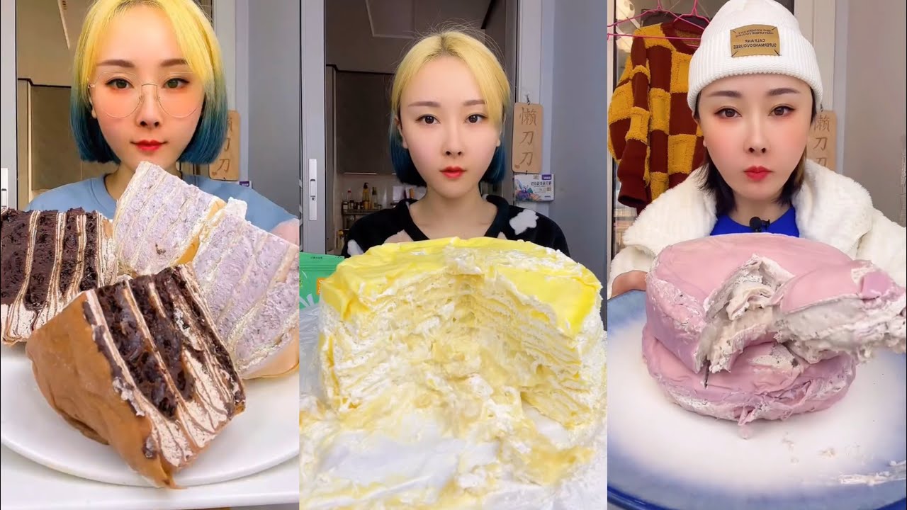 [CREPE ASMR] crepe cake | eating show