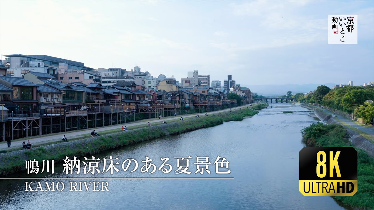 鴨川 納涼床のある夏景色 8K / Kamo River / 京都いいとこ動画