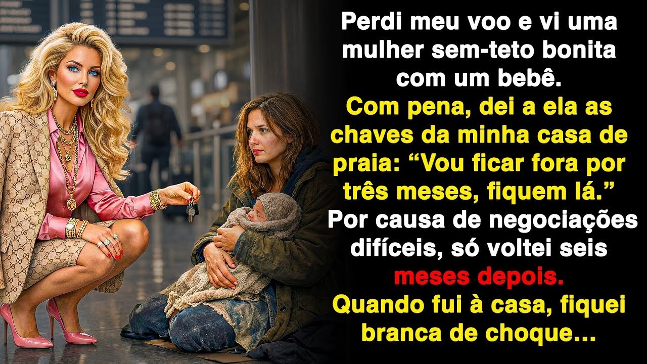 Perdi meu voo e vi uma moradora de rua bonita com um bebê. Dei minha chave pra ajudar, mas…