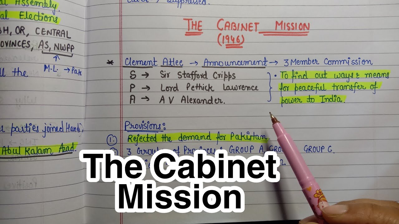 The Cabinet Mission (1946)|| Handwritten Notes|| National Movement|| Modern India|| An Aspirant !